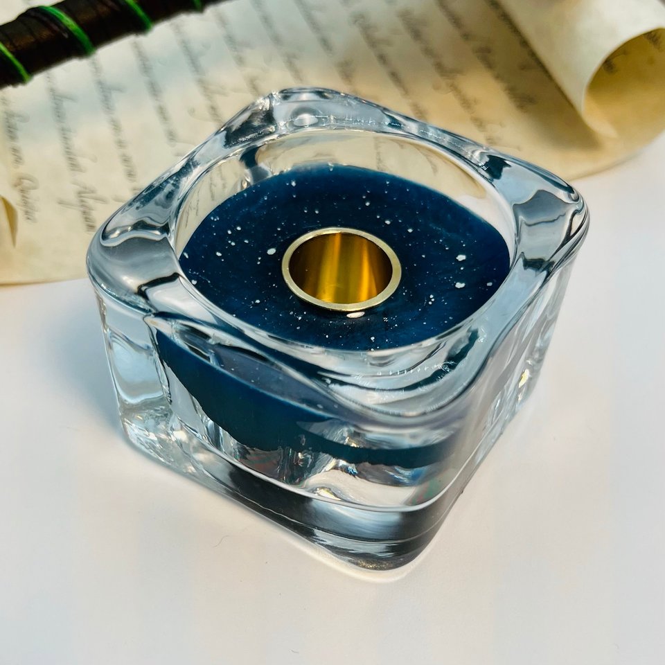 Glass Inkwell - Blue Speckle